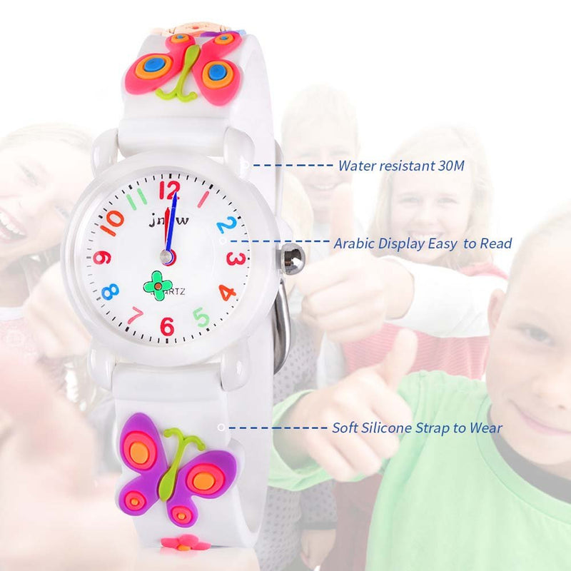 Kids Gift Cartoon Waterproof Watches Toys for Boys Girls - Best Gifts Butterfly White - LeoForward Australia