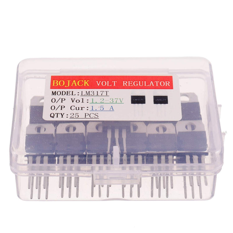 BOJACK LM317T Adjustable Positive Voltage Regulator 1.2 V to 37 V 1.5 A IC LM317 chip TO-220 (Pack of 25 pcs) - LeoForward Australia