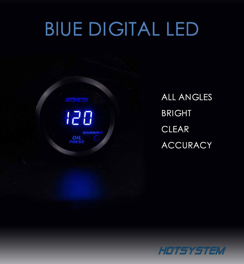  [AUSTRALIA] - HOTSYSTEM Electronic Universal OIL Pressure Press Gauge Meter Blue Digital LED 2inches 52mm 0-120 PSI for Car Vehicle Automotive