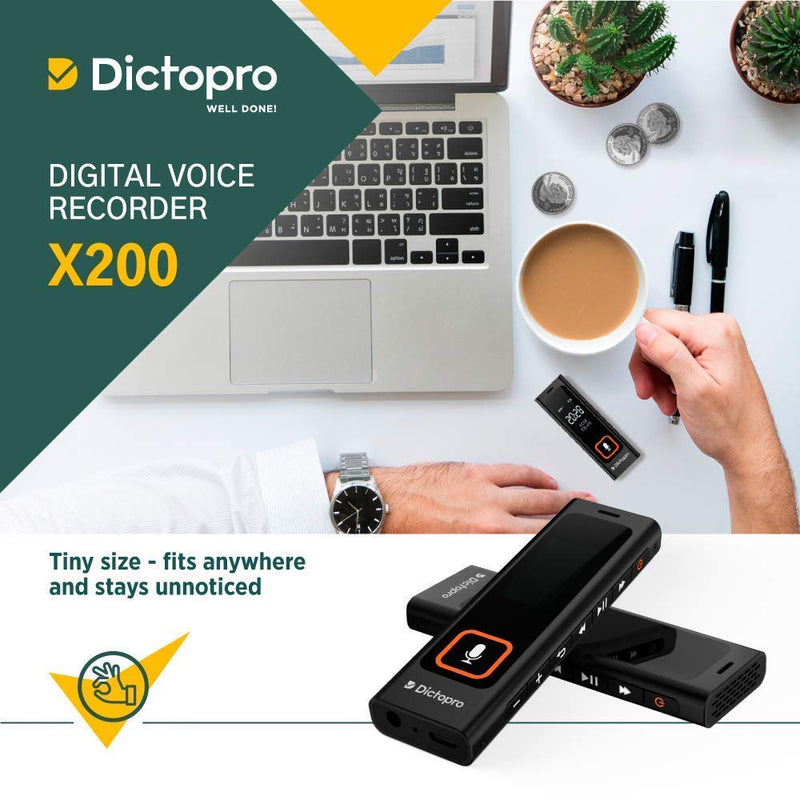  [AUSTRALIA] - Digital Voice Activated Recorder w/Password Protection - HQ Recording from 60ft, Record Lectures & Meetings, Sensitive Microphone, Automatic Noise Reduction, 582H Playback, Small & Portable, USB, 8G
