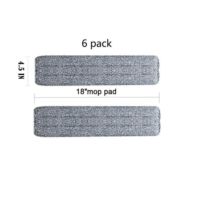 Microfiber Mop Pads 18 inch Replacement Kit 6 Pack Reusable Mop Head Wet Dry Mops Refill Fit for Most Flat Mop Frame Mops Heads Mop Pads 18 IN MOP PADS - LeoForward Australia
