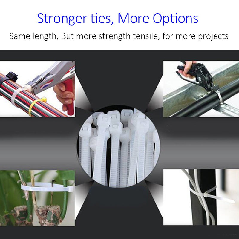  [AUSTRALIA] - Cable Zip Ties Heavy Duty 8 Inch, Ultra Strong Plastic Wire Ties with 80 Pounds Tensile Strength, 100 Pieces, Nylon Tie Wraps with 0.24 Inch/6mm Width in Black & White, Indoor and Outdoor UV Resistant