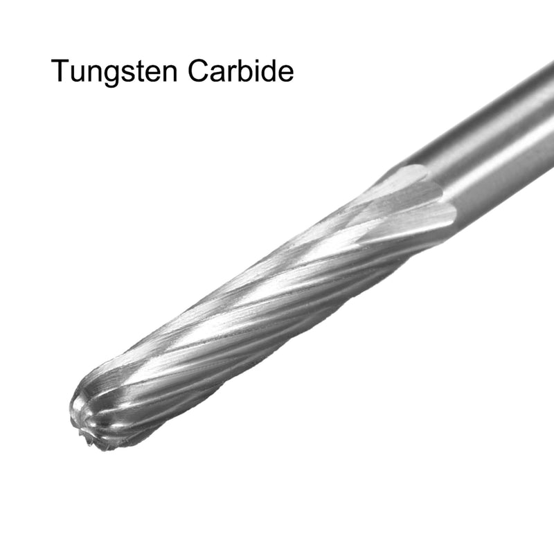 uxcell Tungsten Carbide Rotary Files 1/8" Shank, Single Cut Cylindrical Radius End Rotary Burrs Tool 3mm Dia, for Die Grinder Drill Bit Alloy Steel Hard Metal Carving Polishing, 2pcs - LeoForward Australia