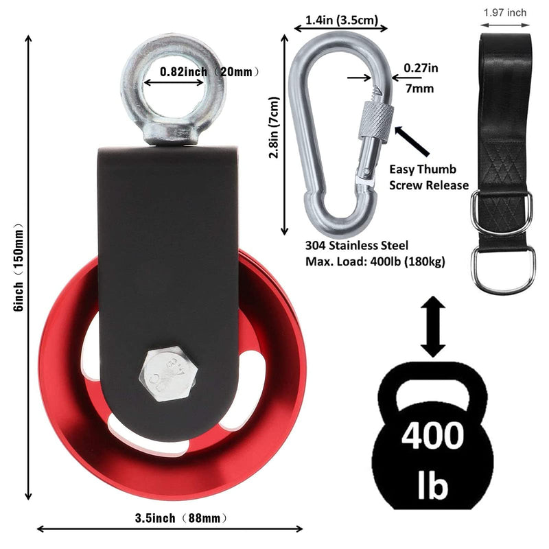  [AUSTRALIA] - Heavy Duty Lightweight Aluminum Cable Pulleys with Hanging Strap Kit,Snatch Block Pulley Wheel for Home Gyms LAT Pulley System DIY Attachment Home Accessories Red 1 Pack