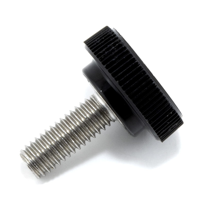  [AUSTRALIA] - #10-32 x 1/2" Thumb Screw Stainless Steel - Black Knurled Round Plastic Knob - Fine Thread Thumbscrew - Length: 0.500" - Proudly Built in USA - Package of (4) 4