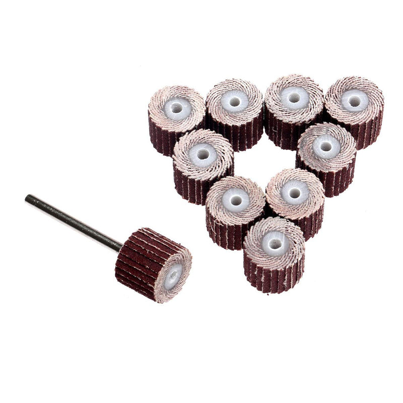  [AUSTRALIA] - Dophee 10Pcs 240 Grit 12mm Flap Wheel Grinding Heads & 3mm Arbor Replacement for Dremel Rotary Tool