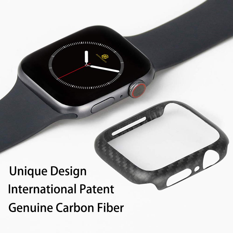 MONOCARBON Slim Genuine Carbon Fiber Case Compatible with Apple Watch 44mm Series 6/SE/5/4 Carbon Fibre Cover with Snug Fitment - Weight 0.7g - Thickness 0.6mm - Matte Finish Matte Black - LeoForward Australia