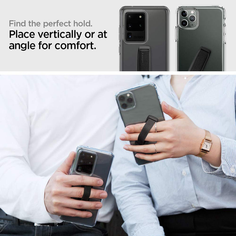  [AUSTRALIA] - Spigen Flex Strap Cell Phone Grip/Universal Grip/Smartphone Holder Soft Elastic Strap Holder Designed for All Smartphones and Tablets - Black