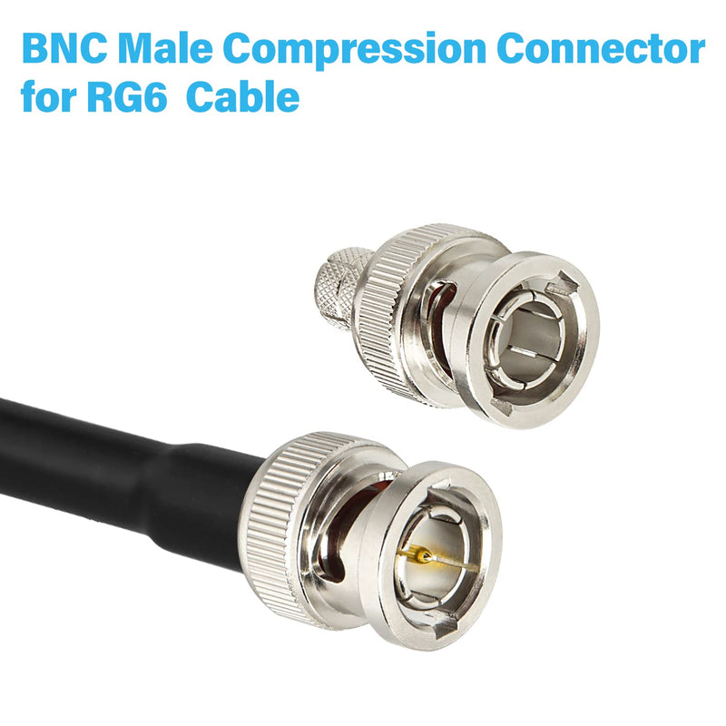  [AUSTRALIA] - XRDS -RF BNC Compression Connector for RG6 Coaxial Cable BNC Male RG6 Connectors for CCTV, SDI, HD-SDI, Siamese, Security Camera(Pack of 10)