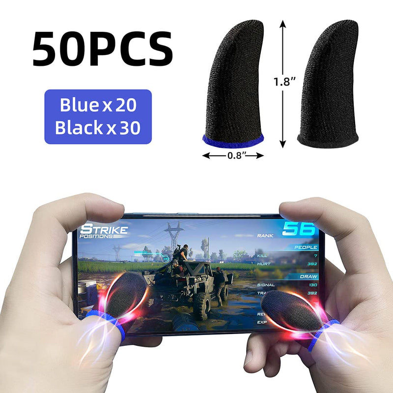  [AUSTRALIA] - 50 Pieces Finger Sleeves for Gaming, Thumb Sleeves Mobile Gaming Controller, Anti-Sweat Breathable Seamless Touchscreen Thumb Cover for PUBG, League of Legend, Rules of Survival, Knives Out, Fortnine