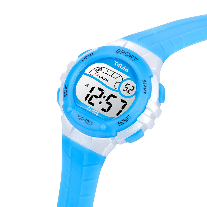 Kids Digital Watches for Girls Boys 50M(5ATM) Waterproof Multi-Functional WristWatches for Children Blue - LeoForward Australia