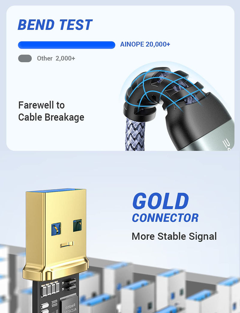  [AUSTRALIA] - AINOPE USB to USB Cable, USB 3.0 to USB 3.0 Cable [1.5FT][Never Rupture] USB A Male to Male Cable Double End USB Cord Compatible with Hard Drive Enclosures, DVD Player, Laptop Cool-Grey