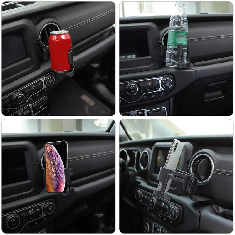  [AUSTRALIA] - Savadicar JL & JT Multi-Function Drink Cup Phone Holder, 2 in 1 Bolt-on Stand Bracket Organizer for 2018-2020 Jeep Wrangler JL JLU & Jeep Gladiator JT Trunk