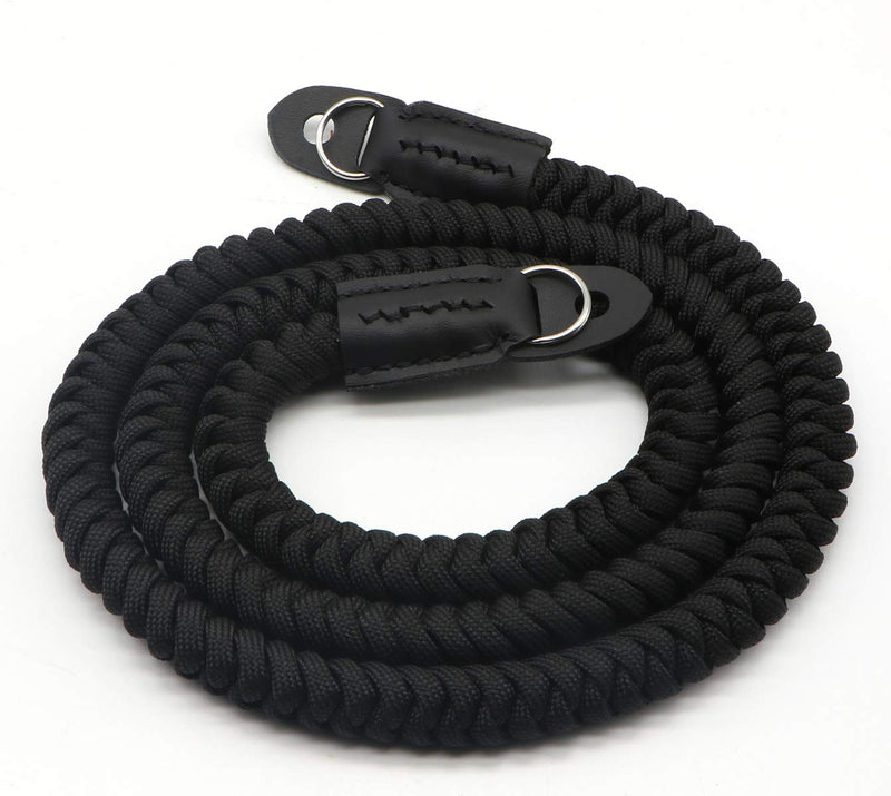  [AUSTRALIA] - HITHUT Paracord Woven Camera Neck Shoulder Strap Belt Hand Made For Canon Nikon Sony Olympus Pentax Fujifilm Panasonic SLR DSLR Digital Mirrorless Cameras 42 inch Black 105cm/42inch