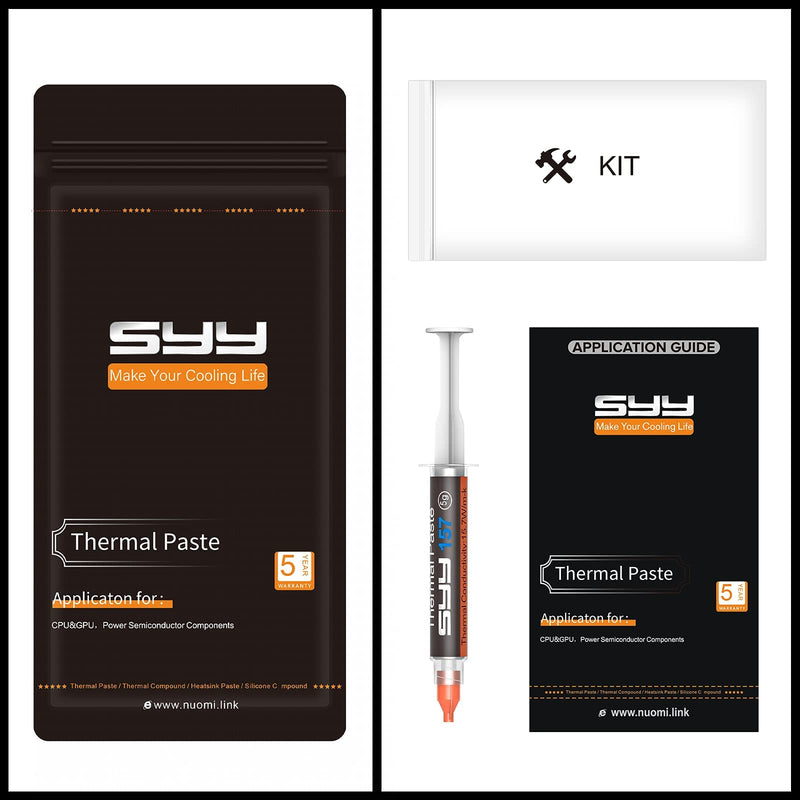  [AUSTRALIA] - Thermal Paste, SYY 5 Grams CPU Paste Thermal Compound Paste Heatsink for IC/Processor/CPU/All Coolers, 15.7W/m.k Carbon Based High Performance, Thermal Interface Material, CPU Thermal Paste 5g