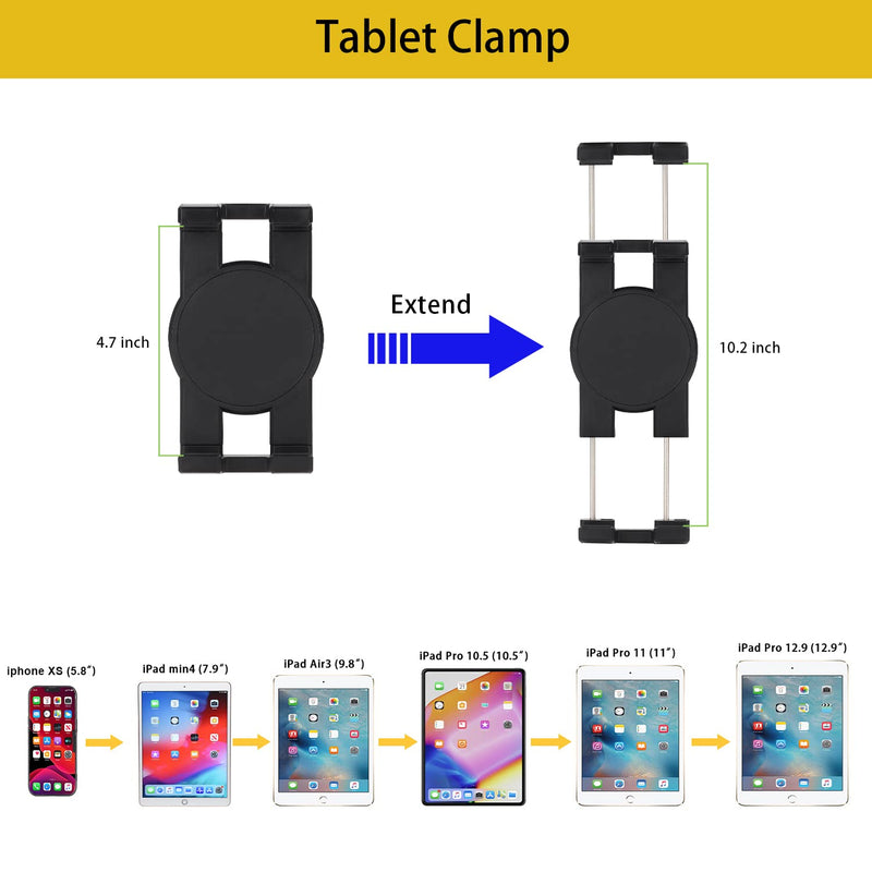  [AUSTRALIA] - Mippko Magnetic Tablet Holder for Vehicle / Cabinet / Fridges / Metal Shelf / Whiteboard,360°Rotation Clamp Strong Magnetic Base Attracts Metal Surface, Compatible with 5~13 inch iPad iPhone Devices