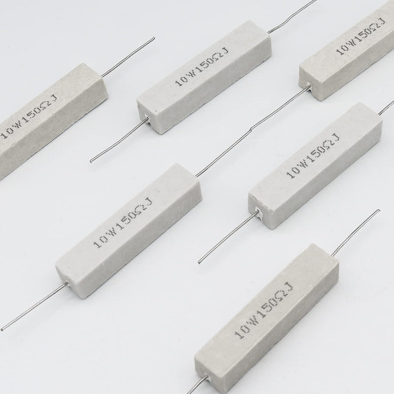  [AUSTRALIA] - Dimlove Cement Resistor,10 PCS 10w 150 Ohm 5% Axial Lead Wire Resistor White Wound Fixed Ceramic Resistors Wirewound Power Flame Heat Moisture Resistance Precharge Horizontal 10W 150ΩJ