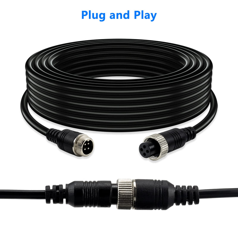  [AUSTRALIA] - 4 Pin Camera Cord Car Video Aviation Extension Cable,Lonlonty 50Ft Backup Camera Extension Cable Dash Cam Rear View for CCTV Rearview Camera Truck Trailer Camper Bus Vehicle Backup Monitor System 50Ft/15M