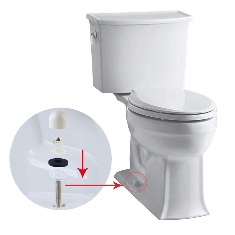  [AUSTRALIA] - Toilet Floor Bolts and Caps Set,Stainless Steel Washers and Round Cover Caps Toilet Bolt Kit, White
