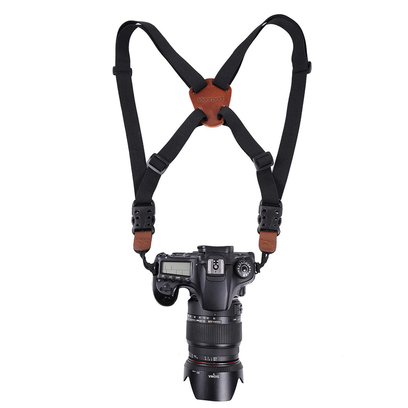  [AUSTRALIA] - Vigorport Camera Strap,Cross Shoulder Straps for Binoculars, Rangefinders,Harness Strap Compatible with Canon, Nikon, Sony and DSLR SLR Cameras-Brown Brown