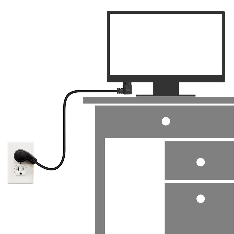 Cable Matters 2-Pack 16 AWG Low Profile Right Angle Power Cord (Power Cable) 6 Feet (NEMA 5-15P to Angled IEC C13) 6 ft - LeoForward Australia