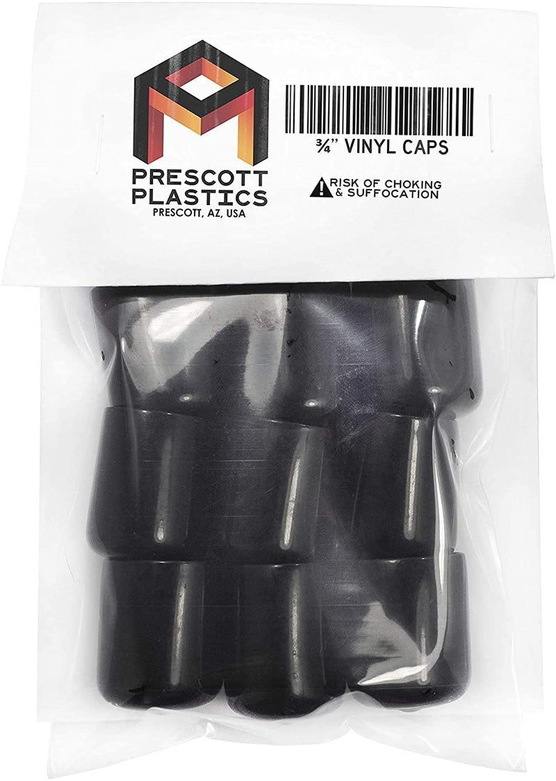  [AUSTRALIA] - Made in USA Prescott Plastics 3/4" - 0.75" Inch Rubber Hole Plugs Round Black Vinyl End Cap, Flexible Pipe Post Rubber Cover, Glide Protection Furniture (Pack of 4) Pack of 4