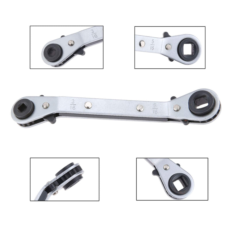  [AUSTRALIA] - gohantee Refrigeration Ratchet Wrench 4 Different Sizes - 1/4 x 3/16 Square x 3/8 x 5/16 Square Air Conditioning Ratcheting Service Wrench