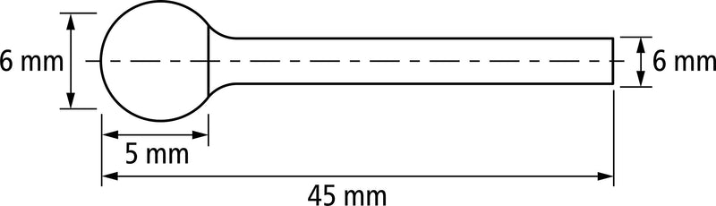  [AUSTRALIA] - PFERD HM burr, ball shape KUD, MICRO cut, burr ø 6mm, shank ø 6mm, length 45mm, 21112576 - for fine machining on almost all materials up to 68 HRC HM burr ø 6mm