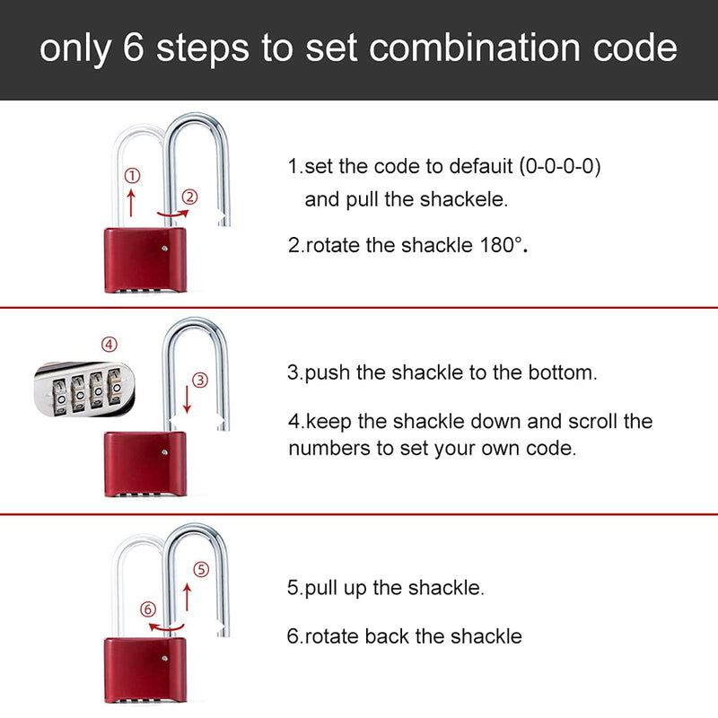  [AUSTRALIA] - ZPLIUST Combination Lock 4 Digit Heavy Duty Outdoor Waterproof Padlock for School, Gate, Fence, Gym Locker, Hasp Storage (Red 1 Pack) Red 1 Pack