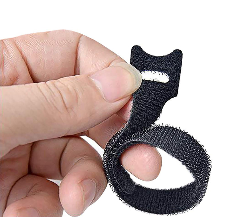  [AUSTRALIA] - Attmu 100 PCS Reusable Fastening Cable Ties, Microfiber Cloth 6-Inch Hook and Loop Cord Ties, Black