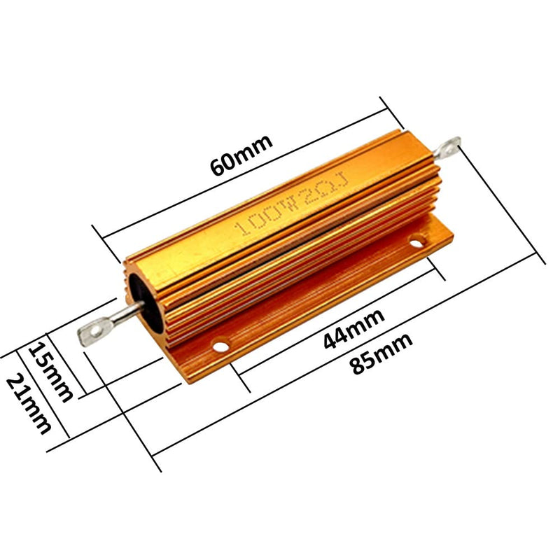  [AUSTRALIA] - ETOPARS 3 Pcs 100W 8 Ohm 5% Aluminum Housing Wire Resistor Load Resistors Tap Resistor Chassis Mounting Wirewound Golden Housing Resistor 8 Ohm 100W Gold 100W