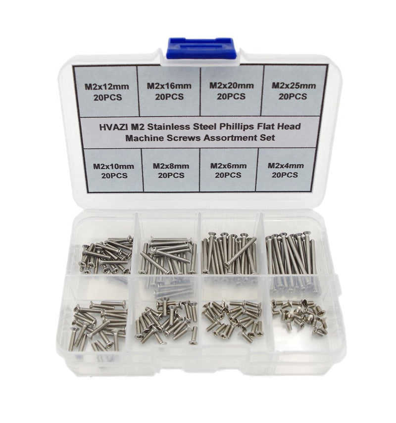  [AUSTRALIA] - HVAZI M2 Stainless Steel Phillips Flat Head Machine Screws Assortment Kit