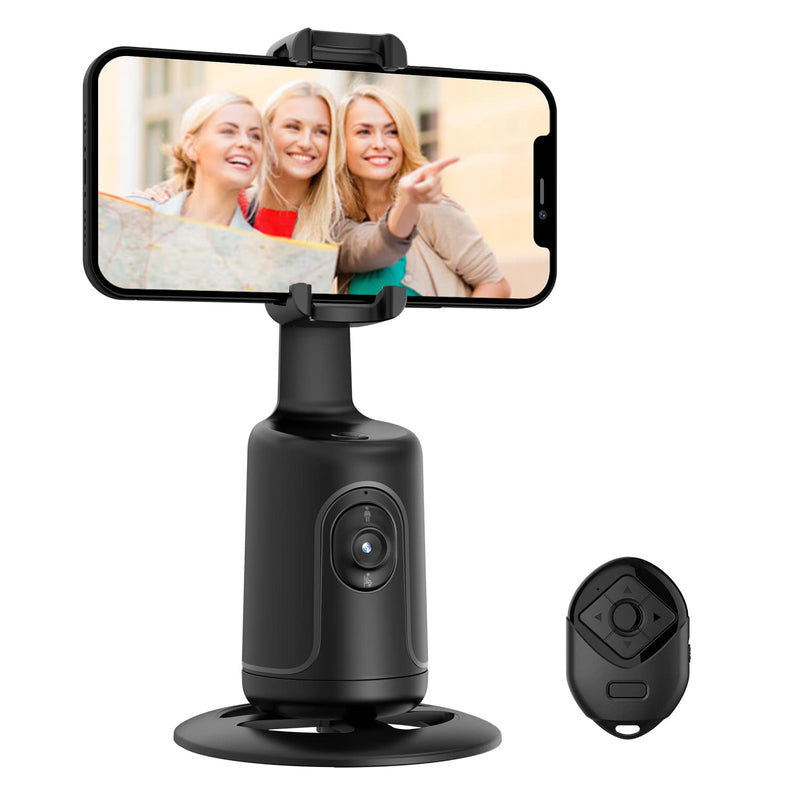  [AUSTRALIA] - Auto Face Tracking Phone Holder with Remote,Korecase 360°Rotation Following Face Body Smart Shooting Tracking Tripod Phone Camera Mount for Live Vlog,Tiktok,Rechargeable Battery,No App,Black Black