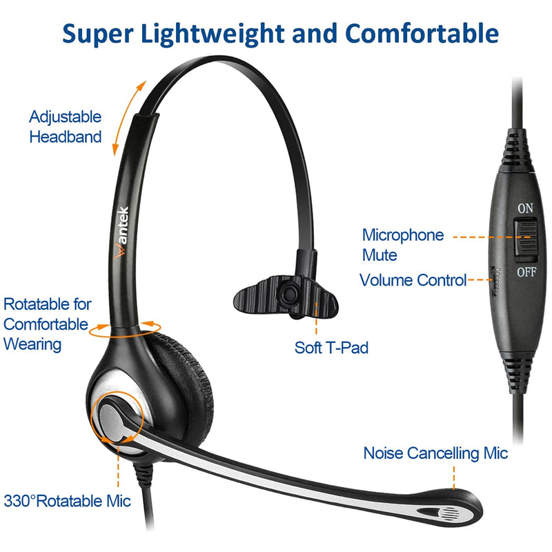  [AUSTRALIA] - Phone Headset with Microphone Noise Cancelling and Quick Disconnect Cord, RJ9 Telephone Headsets Compatible with Cisco IP Phones 6851 7821 7841 7861 7941 7942 7945 7962 7965 8811 8841 8845 8851 8861 Black