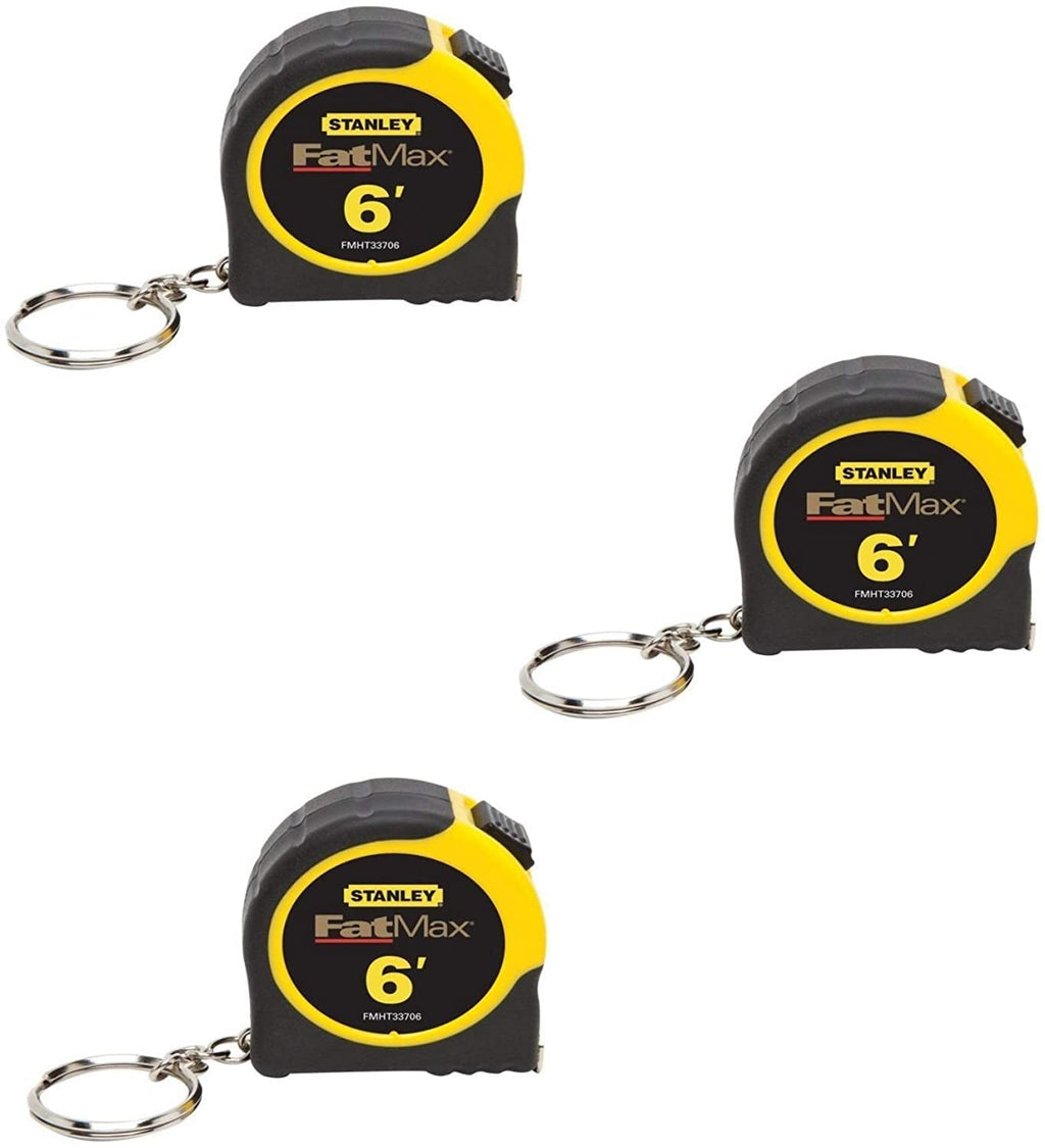  [AUSTRALIA] - Stanley Fat Max FMHT33706W 1/2" X 6' Fatmax Keychain Tape Measure, 3 Pack