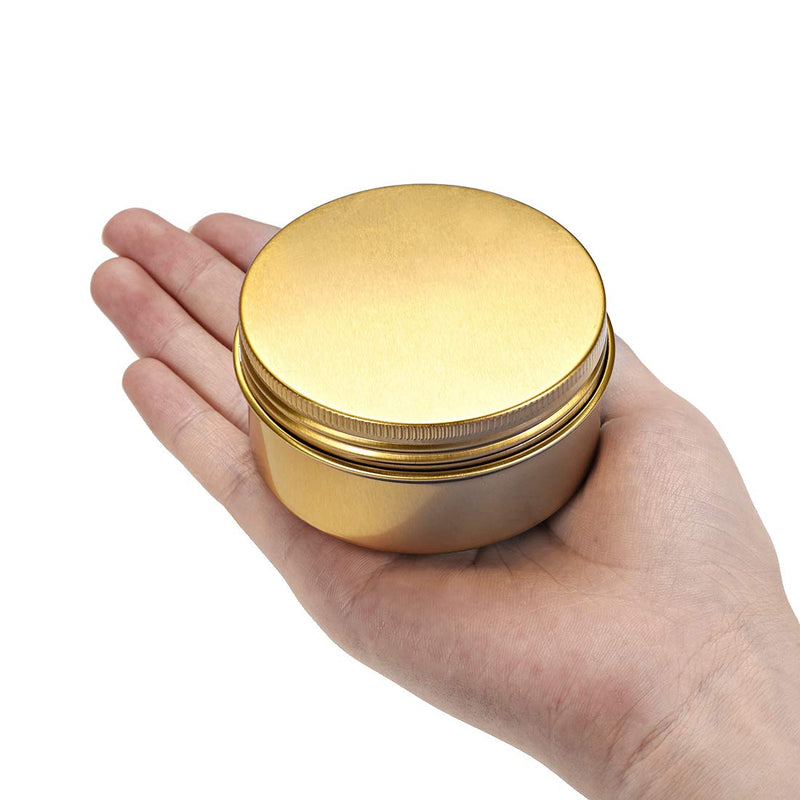  [AUSTRALIA] - uxcell 2.7oz Round Aluminum Cans Tin Screw Top Metal Lid Containers Gold Tone 80ml 3pcs