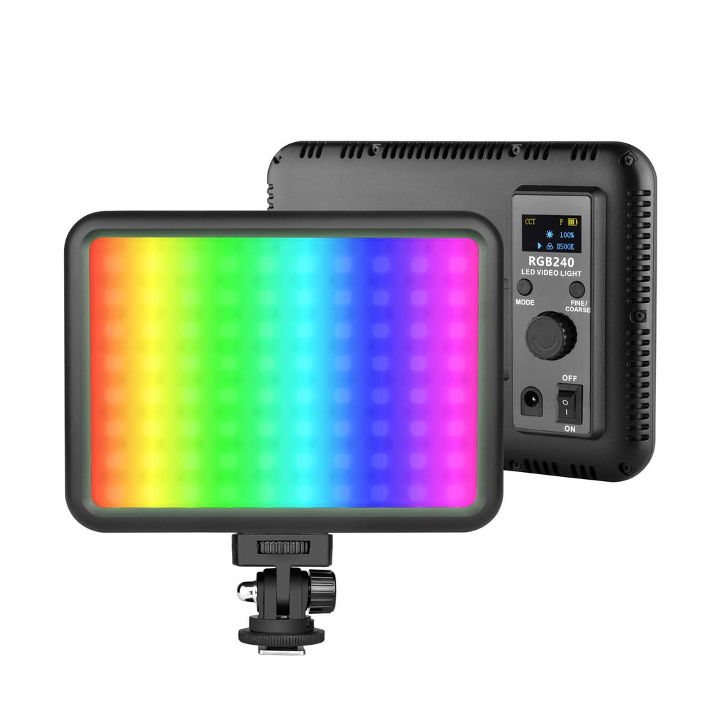  [AUSTRALIA] - RGB Video Light Panel, Portable LED Camera Light for YouTube TikTok Vlog, Rechargeable Video Light with Charger, 360° Full Color 12 Light Effects, CRI 97 + Dimmable 2500K-8500K (Battery Not Included) RGB240