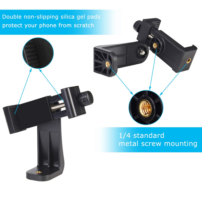 [AUSTRALIA] - SharingMoment Premium Smartphone Holder/Vertical and Horizontal Tripod Mount Adapter Rotatable Bracket with 1/4 inch Screw/Adjustable Clip for iPhone, Android Cell Phone, Selfie Stick, Camera Stand