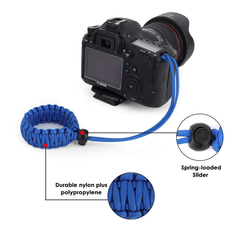  [AUSTRALIA] - MoKo Universal Paracord [2 Pack], Nylon Braided Adjustable Camera Hand Grip Strap for Video Camcorder, Binoculars and Nikon/Canon/Sony/Minolta/Panasonic/SLR/DSLR Digital Cameras, Black & Blue