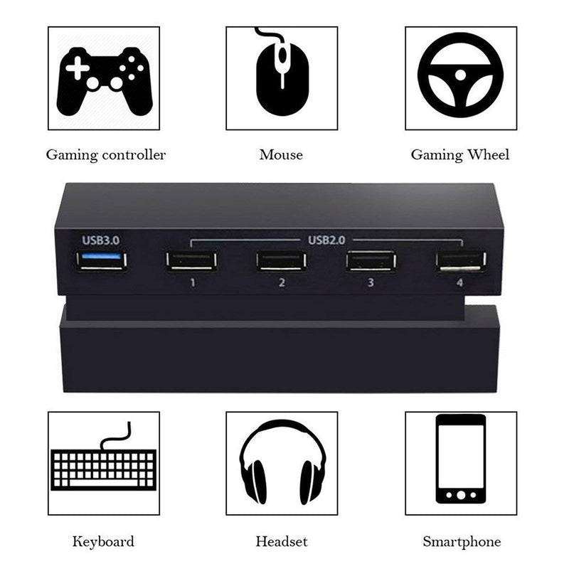 Linkstyle 5 Port HUB for PS4, USB 3.0 High Speed Charger Controller Splitter Expansion for Playstation 4 PS4 Console, Not for PS4 Slim, PS4 PRO - LeoForward Australia