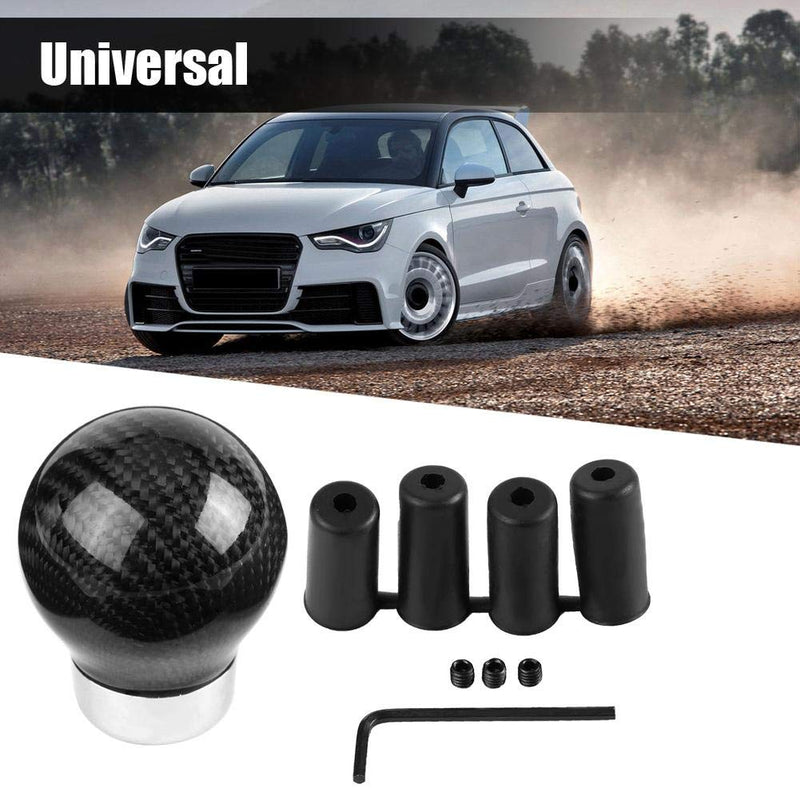  [AUSTRALIA] - Qiilu Universal Carbon Fiber Round Shift Knob Manual Stick Shift Knob Gear Stick Shift Head Replacement Kit