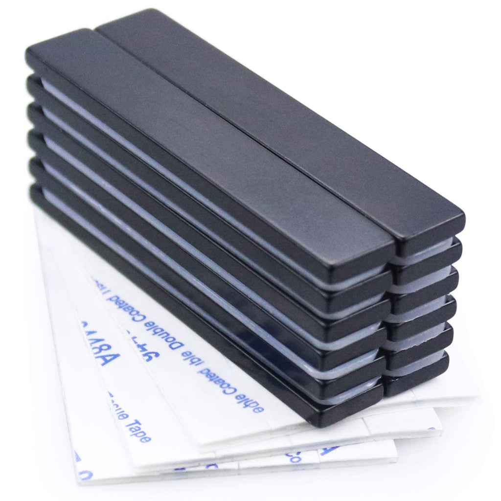  [AUSTRALIA] - Waterproof Neodymium Bar Magnets with Epoxy Coating, Powerful Permanent Rare Earth Magnets, with Double-Sided Adhesive - 60 x 10 x 3mm, Pack of 12