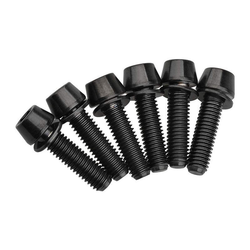  [AUSTRALIA] - Wanyifa Titanium Ti Allen Hex M5x16 18mm Tapered Head Bolt with Washer Screw for Bicycle Stem Parts Pack of 6 (Black, M5x18mm) Black