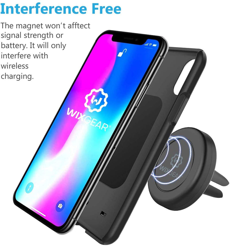  [AUSTRALIA] - Magnetic Phone Holder for Car, WixGear [2 Pack] Universal Air Vent Magnetic Phone Holder for Car, Phone Holder for Car for Cell Phones and Mini Tablets with 4 Metal Plates