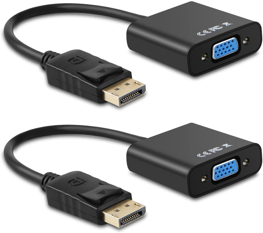  [AUSTRALIA] - EEEKit Display Port to VGA, Gold-Plated DisplayPort to VGA Converter Adapter (Male to Female) for Computer, Desktop, Laptop, PC, Monitor, Projector, HDTV, HP, Lenovo, Dell, ASUS and More (2Pack) 2 Pack