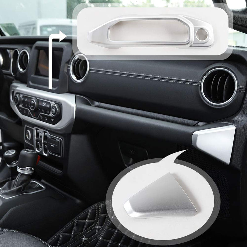  [AUSTRALIA] - RT-TCZ Car Silver Air Conditioner Control Panel Trim Decoration Stickers Trim ABS Cover for Jeep 2018-2020 JL Silver for Jeep Wrangler Accessories Silver Color