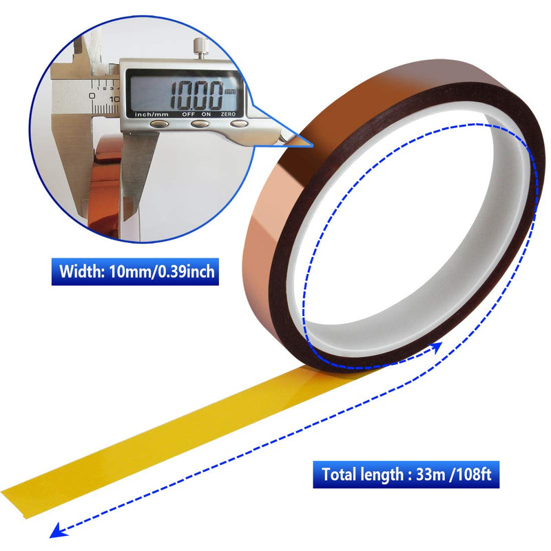  [AUSTRALIA] - 4 Rolls 10mm x33m (108ft) High Temperature Heat Resistant Tape Heat Transfer Tape for Heat Sublimation Press No Residue and Heat Transfer Vinyl 4 Rolls