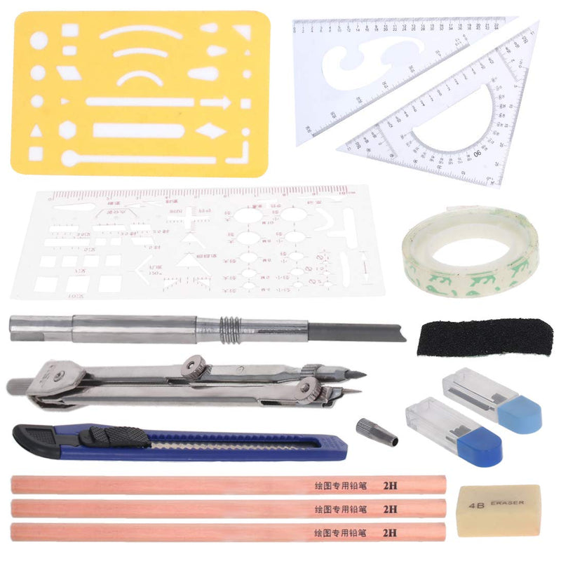 Utoolmart Geometry Compass Set with Pencil Eraser Compass Ruler Tape for Drawing Engineering Drafting Building Office Supplies - LeoForward Australia