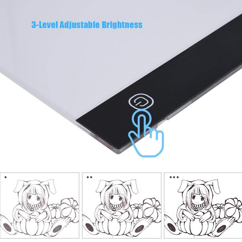  [AUSTRALIA] - Light Tracing Drawing Board, A4 USB LED Light Stencil Board Light Box Tracing Drawing Board with USB Cable (3-Level Adjustable Brightness) 3-Level Adjustable Brightness