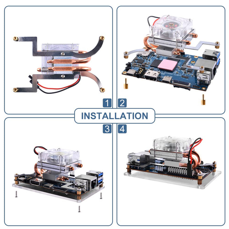  [AUSTRALIA] - GeeekPi Orange Pi 5/5B Cooling Fan with Heatsink, Orange Pi 5/5B Low-Profile CPU Cooler with RGB Cooling Fan and Heatsink for Orange Pi 5/5B 4GB/8GB/16GB/32GB